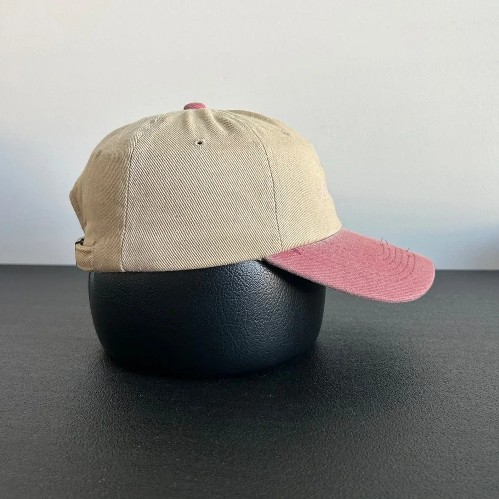 Vintage Mackinaw Island Hat Cap Strap Back Adjustable Tan Red Sailboat Adult